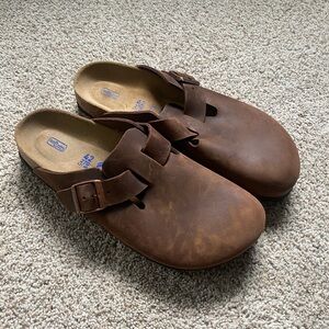 Brown Leather Birkenstock Bostons